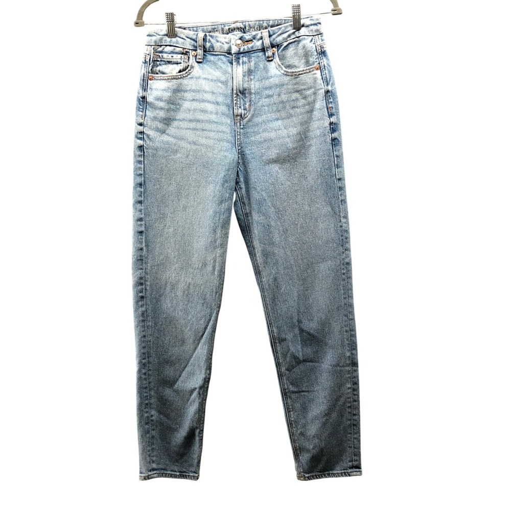 American Eagle Curvy Mom Jean Womens 4 Blue Light Wash Strigid Cotton‎